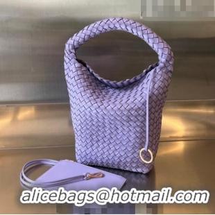 Buy Fashionable Bottega Veneta Small Cabat Bucket Bag in Intreccio Leather 753172 Amethyst Purple 2023