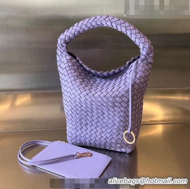 Buy Fashionable Bottega Veneta Small Cabat Bucket Bag in Intreccio Leather 753172 Amethyst Purple 2023