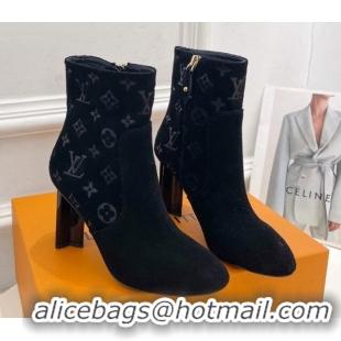 Best Grade Louis Vuitton Silhouette Ankle Boots 8.5cm in Suede Black 121031