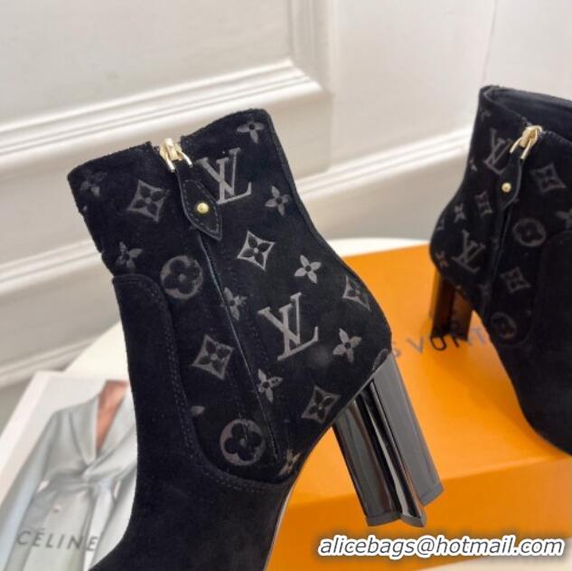 Best Grade Louis Vuitton Silhouette Ankle Boots 8.5cm in Suede Black 121031