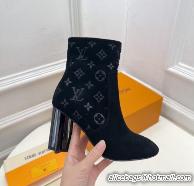 Best Grade Louis Vuitton Silhouette Ankle Boots 8.5cm in Suede Black 121031