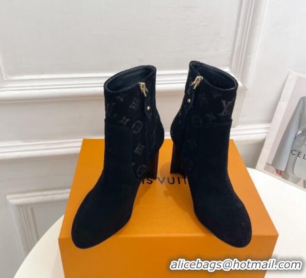 Best Grade Louis Vuitton Silhouette Ankle Boots 8.5cm in Suede Black 121031