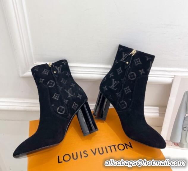 Best Grade Louis Vuitton Silhouette Ankle Boots 8.5cm in Suede Black 121031