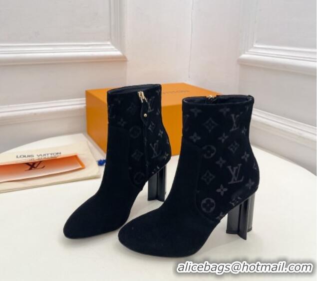 Best Grade Louis Vuitton Silhouette Ankle Boots 8.5cm in Suede Black 121031