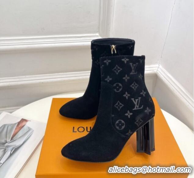 Best Grade Louis Vuitton Silhouette Ankle Boots 8.5cm in Suede Black 121031