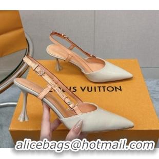 Classic Hot Louis Vuitton Blossom Slingback Pumps 7.5cm in Patent Leather Light Grey 121033