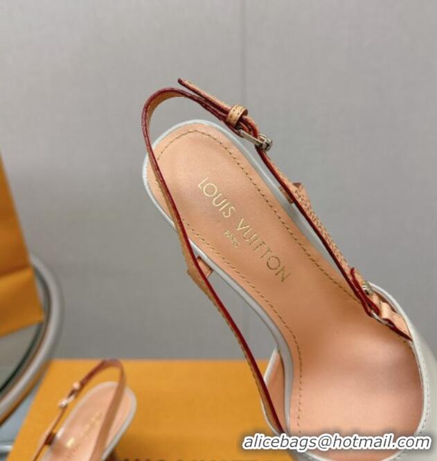 Classic Hot Louis Vuitton Blossom Slingback Pumps 7.5cm in Patent Leather Light Grey 121033