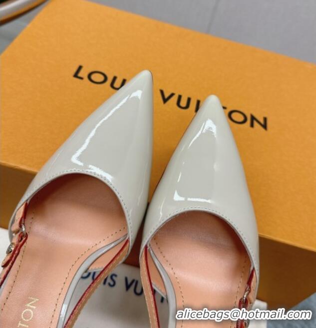 Classic Hot Louis Vuitton Blossom Slingback Pumps 7.5cm in Patent Leather Light Grey 121033