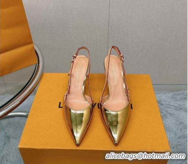 Lowest Price Louis Vuitton Blossom Slingback Pumps 7.5cm in Metallic Leather Gold 121035