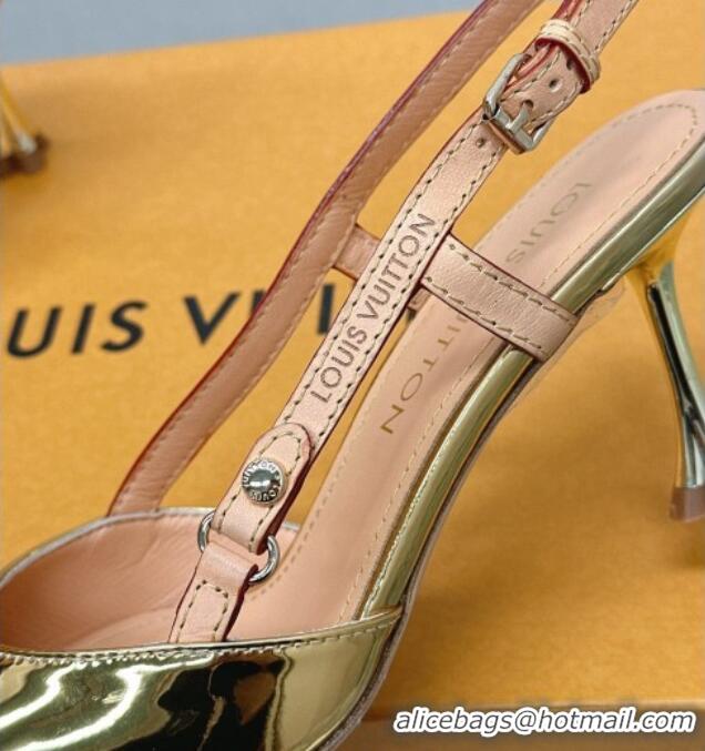 Lowest Price Louis Vuitton Blossom Slingback Pumps 7.5cm in Metallic Leather Gold 121035