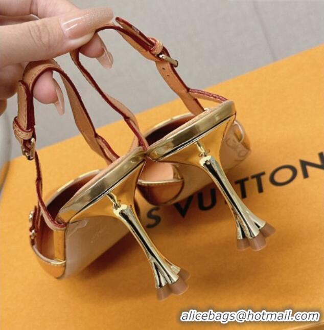 Lowest Price Louis Vuitton Blossom Slingback Pumps 7.5cm in Metallic Leather Gold 121035