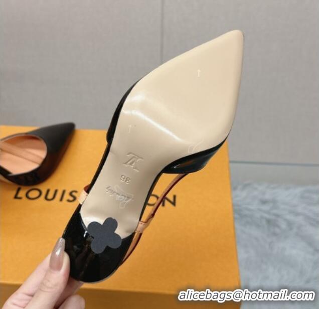 Cheap Price Louis Vuitton Blossom Slingback Pumps 9.5cm in Patent Leather Black 121039