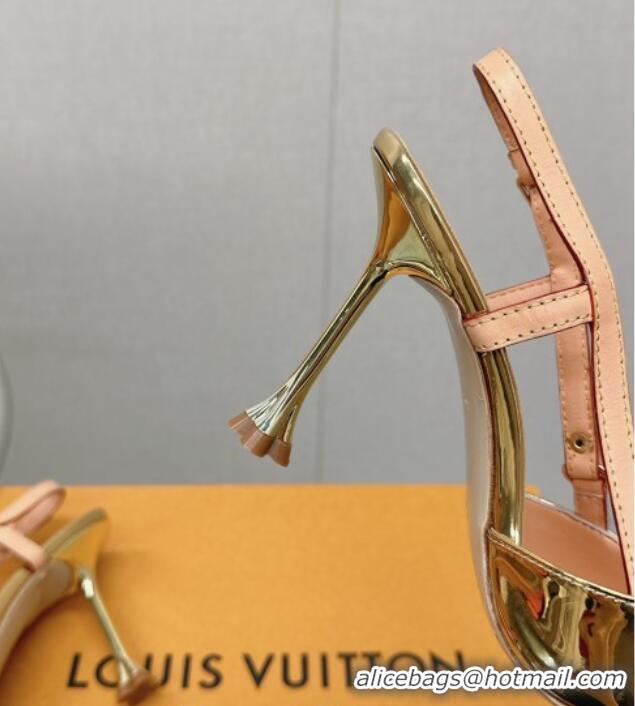 Perfect Louis Vuitton Blossom Slingback Pumps 9.5cm in Metallic Leather Gold 121040