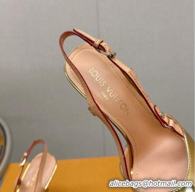 Perfect Louis Vuitton Blossom Slingback Pumps 9.5cm in Metallic Leather Gold 121040