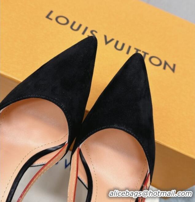 Good Product Louis Vuitton Blossom Slingback Pumps 9.5cm in Black Suede 121042