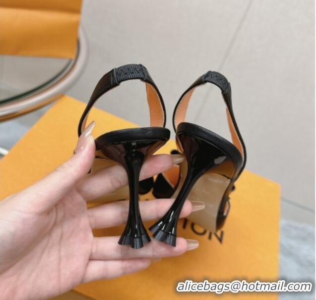 Lower Price Louis Vuitton Blossom Slingback Pumps 7.5cm in Black Lambskin with Bow 121043