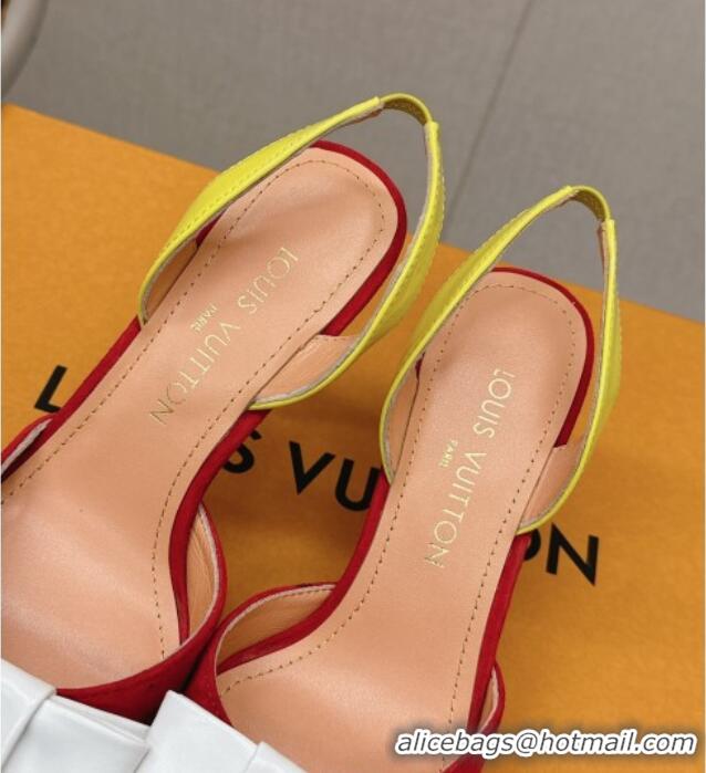 Sumptuous Louis Vuitton Blossom Slingback Pumps 7.5cm in Suede with Bow Red/Multicolor 121045