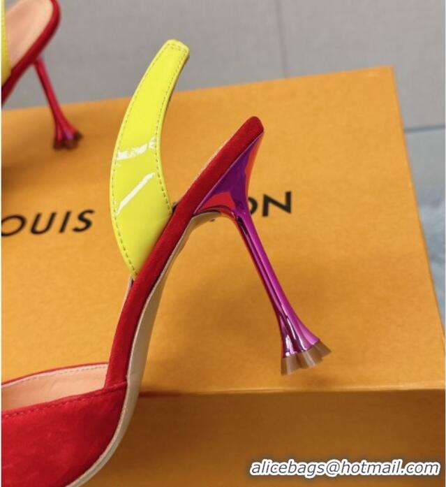 Fashion Louis Vuitton Blossom Slingback Pumps 9.5cm in Suede with Bow Red/Multicolor 121048