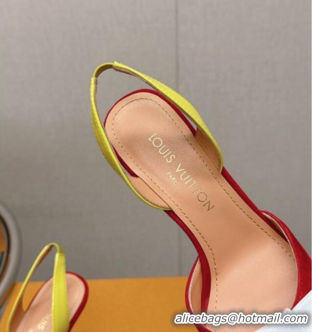 Fashion Louis Vuitton Blossom Slingback Pumps 9.5cm in Suede with Bow Red/Multicolor 121048