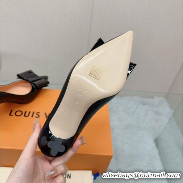 Well Crafted Louis Vuitton Blossom Pumps 7.5cm in Black Lambskin with Bow 121050