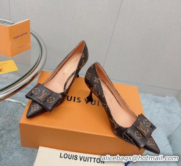 Sophisticated Louis Vuitton Blossom Pumps 7.5cm in Monogram Canvas with Bow 121051