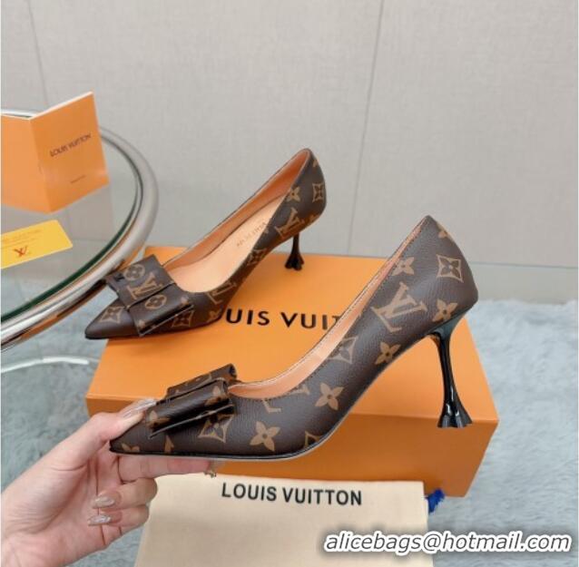 Sophisticated Louis Vuitton Blossom Pumps 7.5cm in Monogram Canvas with Bow 121051