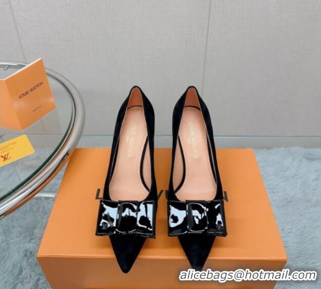 Unique Discount Louis Vuitton Blossom Pumps 7.5cm in Black Suede with Bow 121052