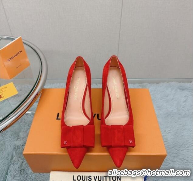 Trendy Design Louis Vuitton Blossom Pumps 7.5cm in Red Suede with Bow 121053