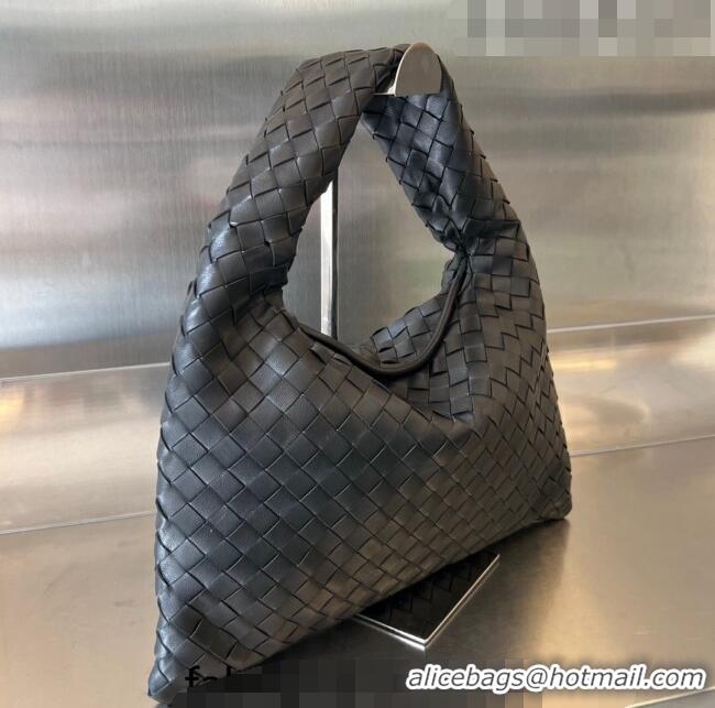 Good Quality Bottega Veneta Small Hop Hobo Bag Intrecciato Calf Leather 763966 Black 2023