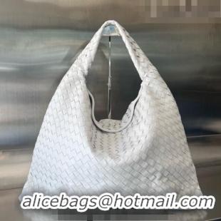 New Design Bottega Veneta Large Hop Hobo Bag Intrecciato Calf Leather 763970 White 2023