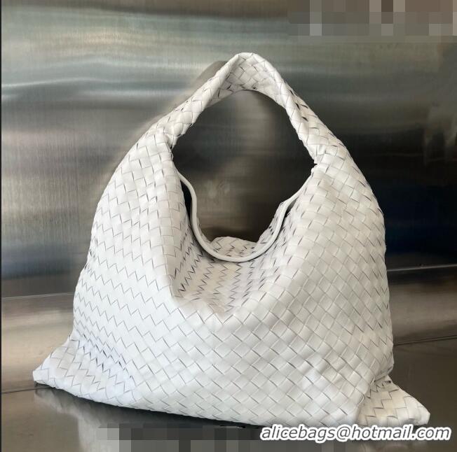 New Design Bottega Veneta Large Hop Hobo Bag Intrecciato Calf Leather 763970 White 2023