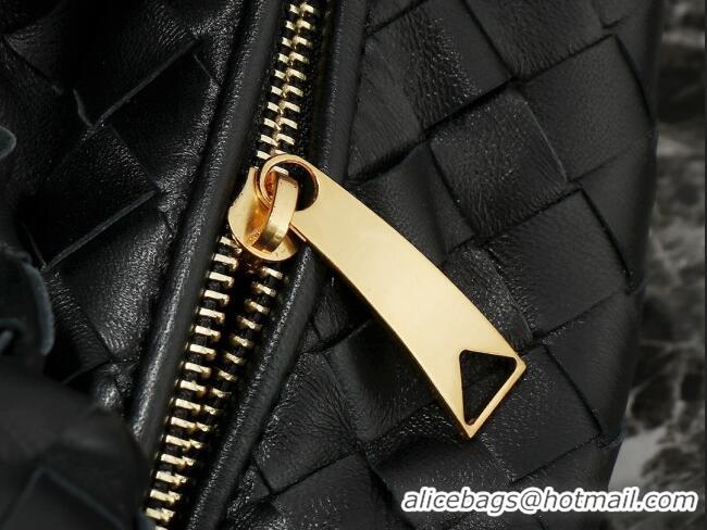 Good Taste Bottega Veneta Mini Jodie Hobo Bag in Intrecciato Lambskin 651876 Black/Gold 2023