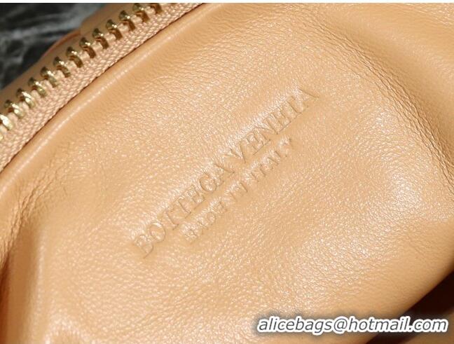 Low Price Bottega Veneta Mini Jodie Hobo Bag in Intrecciato Lambskin 651876 Apricot 2023