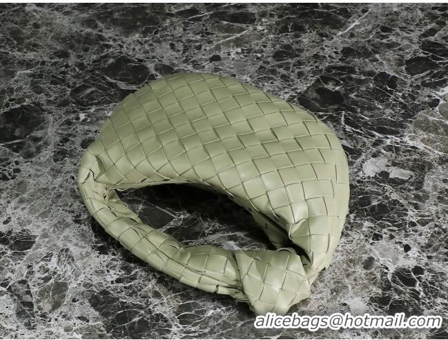 Famous Brand Bottega Veneta Mini Jodie Hobo Bag in Intrecciato Lambskin 651876 Travetine Green 2023