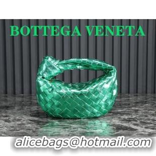 Low Cost Bottega Veneta Mini Jodie Hobo Bag in Intrecciato Metallic Leather 651876 Green 2023