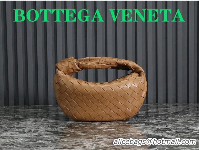 Super Quality Bottega Veneta Mini Jodie Hobo Bag in Intrecciato Lambskin 651876 Caramel Brown 2023