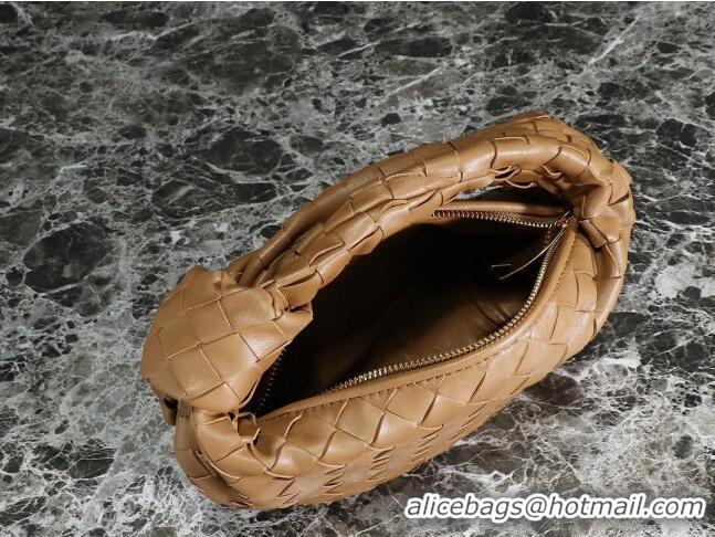 Super Quality Bottega Veneta Mini Jodie Hobo Bag in Intrecciato Lambskin 651876 Caramel Brown 2023