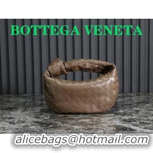 Luxury Cheap Bottega Veneta Mini Jodie Hobo Bag in Intrecciato Lambskin 651876 Dark Brown 2023