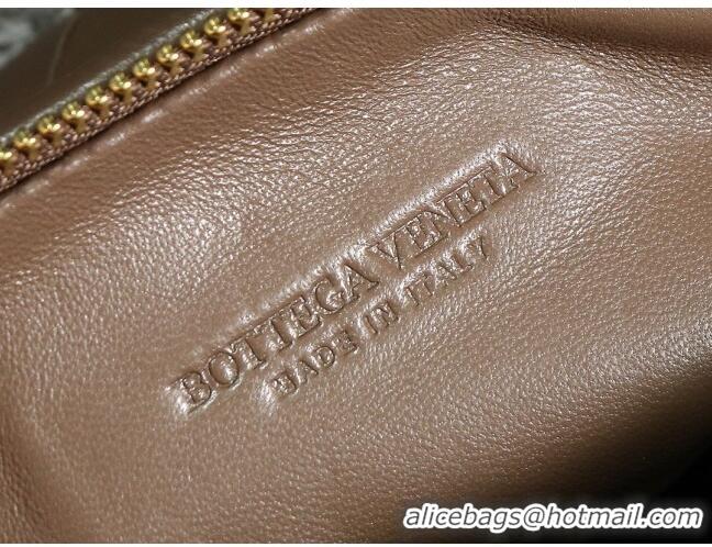 Luxury Cheap Bottega Veneta Mini Jodie Hobo Bag in Intrecciato Lambskin 651876 Dark Brown 2023