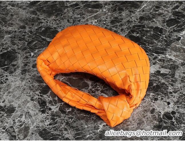 Shop Grade Bottega Veneta Mini Jodie Hobo Bag in Intrecciato Lambskin 651876 Orange 2023