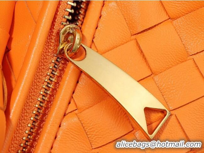 Shop Grade Bottega Veneta Mini Jodie Hobo Bag in Intrecciato Lambskin 651876 Orange 2023