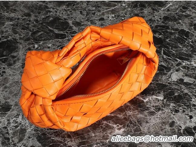 Shop Grade Bottega Veneta Mini Jodie Hobo Bag in Intrecciato Lambskin 651876 Orange 2023