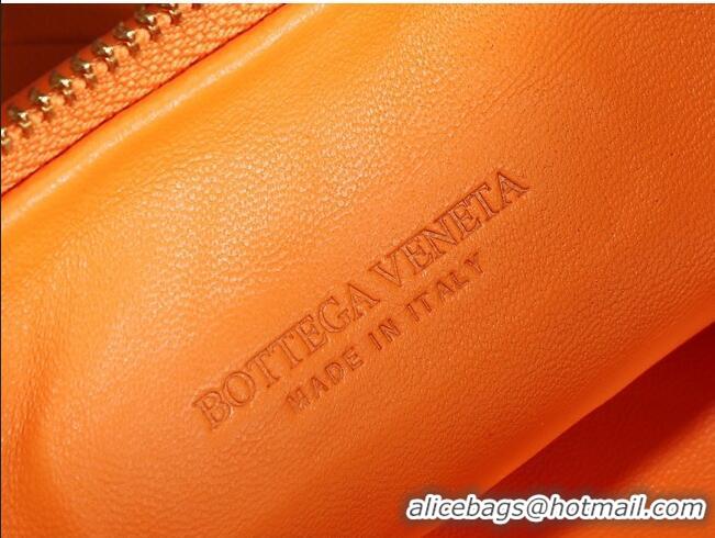 Shop Grade Bottega Veneta Mini Jodie Hobo Bag in Intrecciato Lambskin 651876 Orange 2023