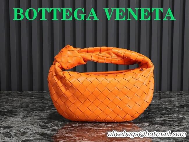 Shop Grade Bottega Veneta Mini Jodie Hobo Bag in Intrecciato Lambskin 651876 Orange 2023