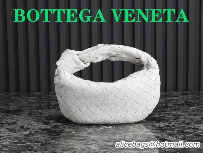 Well Crafted Bottega Veneta Mini Jodie Hobo Bag in Intrecciato Lambskin 651876 White 2023