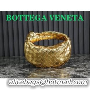 Cheapest Bottega Veneta Mini Jodie Hobo Bag in Intrecciato Metallic Leather 651876 Gold 2023