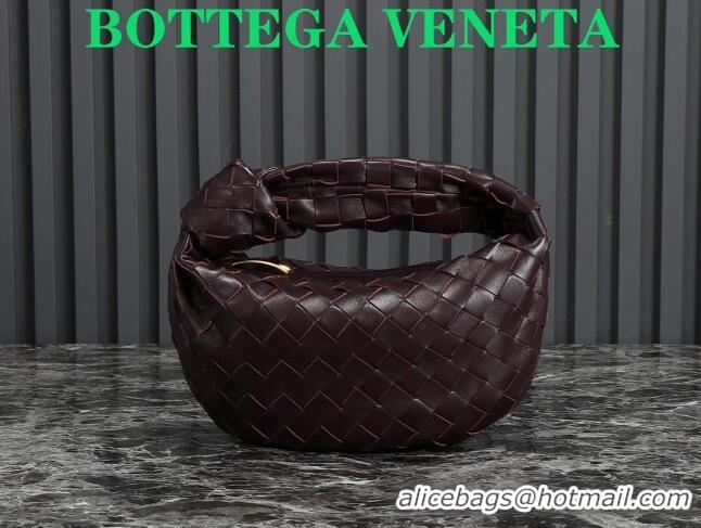 Buy Inexpensive Bottega Veneta Mini Jodie Hobo Bag in Intrecciato Lambskin 651876 Burgundy 2023