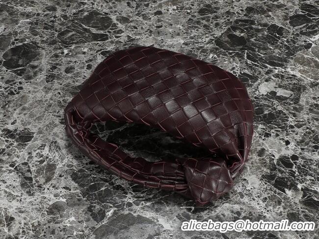 Buy Inexpensive Bottega Veneta Mini Jodie Hobo Bag in Intrecciato Lambskin 651876 Burgundy 2023