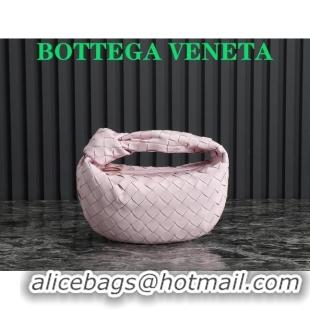 Free Shipping Bottega Veneta Mini Jodie Hobo Bag in Intrecciato Lambskin 651876 Pale Pink 2023