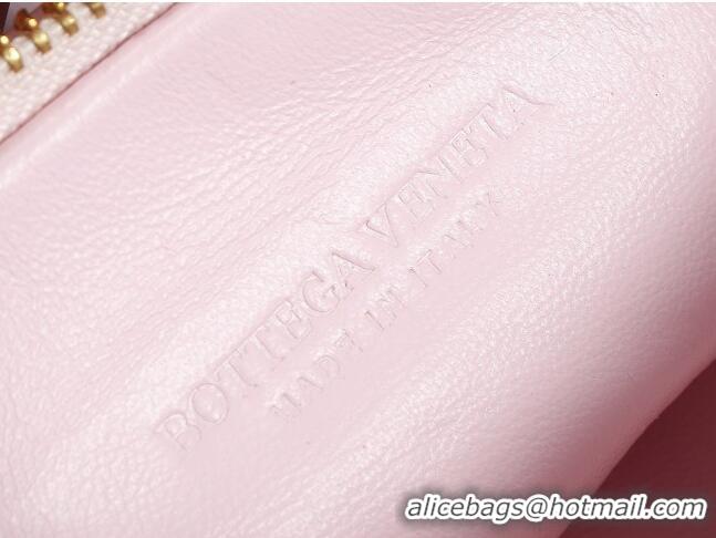 Free Shipping Bottega Veneta Mini Jodie Hobo Bag in Intrecciato Lambskin 651876 Pale Pink 2023